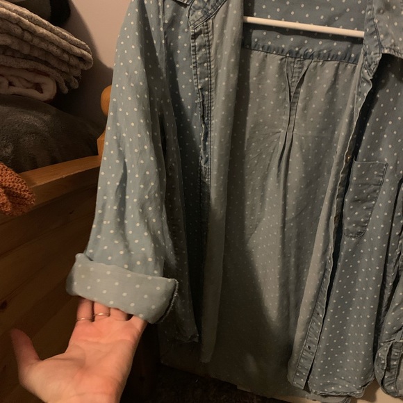 Blue and white polka dot flannel - Picture 2 of 4